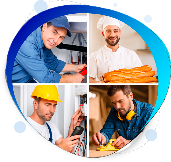 Artisans : plombier, boulanger, électricien, menuisier